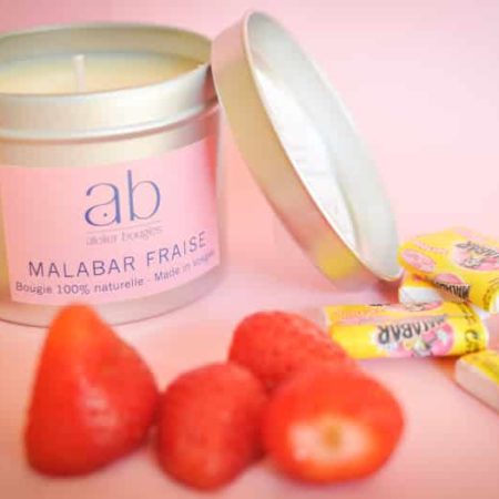 Bougie artisanale parfumée Malabar Fraise