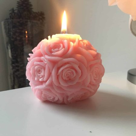 Bougie artisanale en forme de fleur Rose