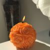 Bougie artisanale en forme de fleur Orange