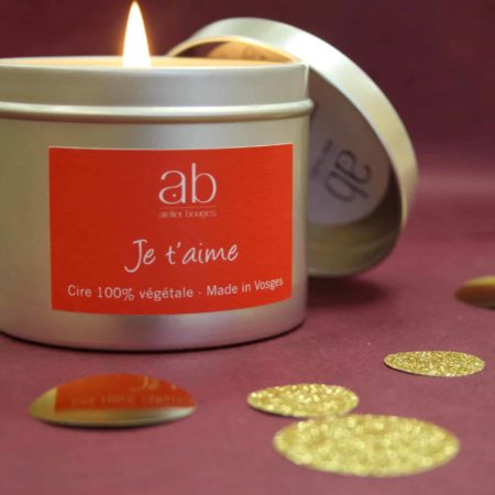 Bougie artisanale parfumée à message – Je t'aime