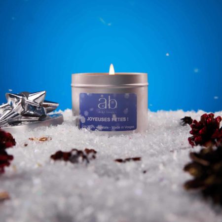 Bougie artisanale parfumée Joyeuses Fêtes Flocons