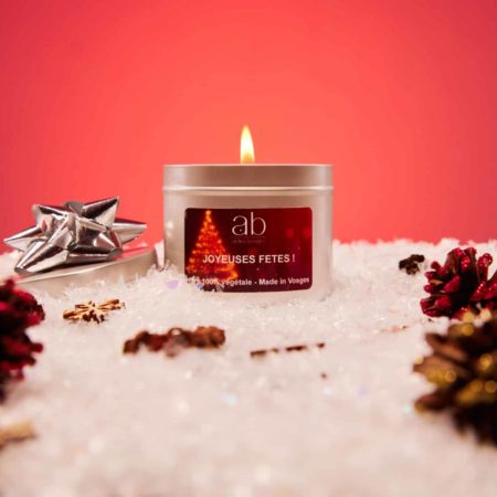 Bougie artisanale parfumée Joyeuses Fêtes Sapin