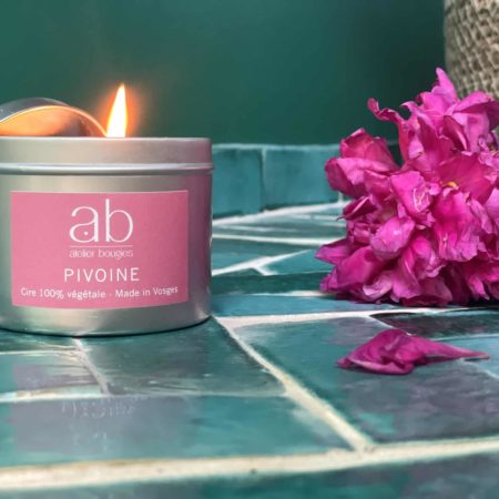 Bougie naturelle cire végétale parfumée Pivoine