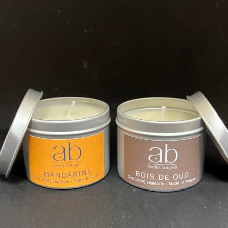 Bougie cire végétale parfumée contenant métallique argenté 90 gr