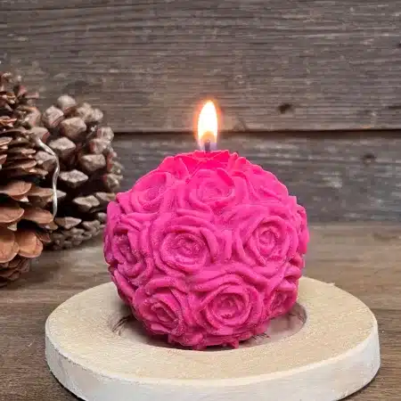Bougie décorative Fleur rose fuchsia – Création artisanale