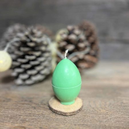 Bougie artisanale moulée forme œuf Vert Menthe
