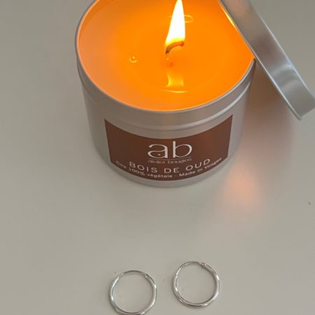 Bougie bijou parfumée - Boucles d'oreille argent rhodié Anneaux