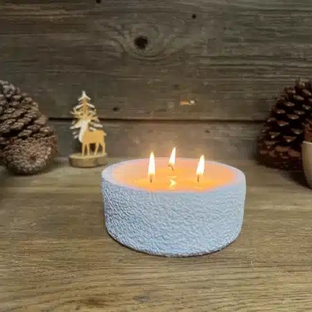 Bougie artisanale cire végétale parfumée - contenant fait main bleu clair