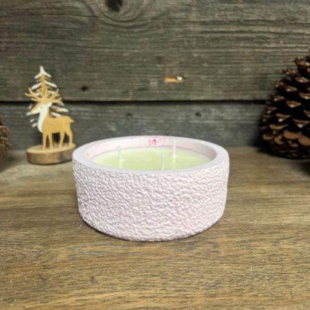 Bougie artisanale cire végétale parfumée - Contenant fait main Rose