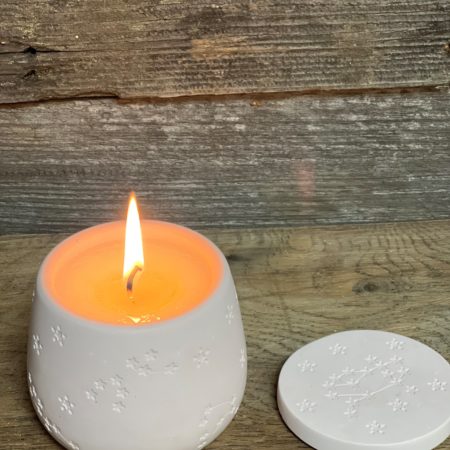 Bougie artisanale cire végétale parfumée - Contenant étoilé fait main Rose Clair