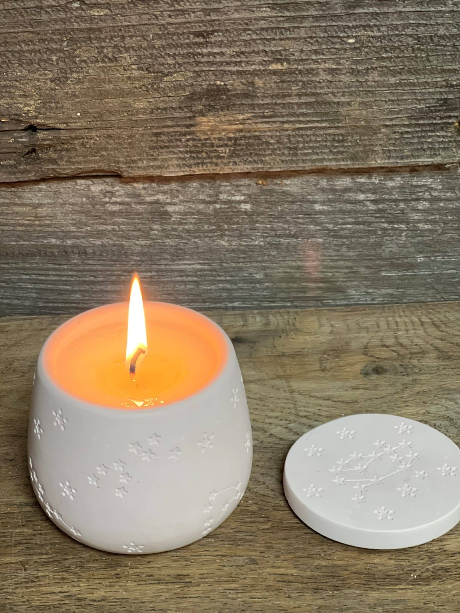 Bougie artisanale cire végétale parfumée - Contenant étoilé fait main Rose Clair