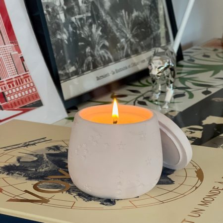 Bougie artisanale cire végétale parfumée - Contenant étoilé fait main Rose Clair