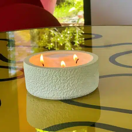 Bougie artisanale cire végétale parfumée - contenant fait main vert d'eau